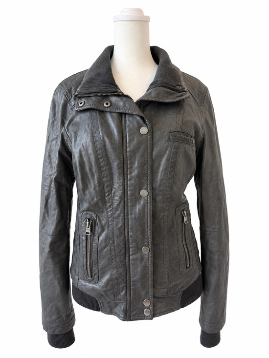 Garage Jackets & Blazers - Garage Gray Leather Moto Jacket #y2k